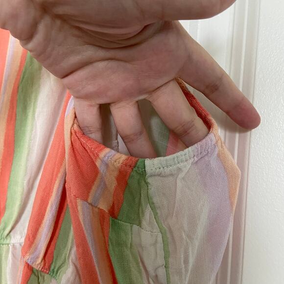 Torrid Women's Size 5 Multicolor Striped Rayon Slub Button-Front Tiered Tank - Picture 9 of 11